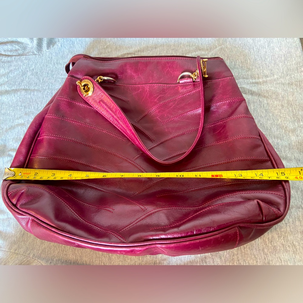 Vintage 1970 Loris Azzaro Paris Purse Burgundy Genuine Leather Shoulder Bag EUC - Picture 16 of 16